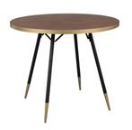 Ronde design eettafel Ø 90 cm bruin / zwart / goud, art deco, Ophalen, 50 tot 100 cm, Retro, art deco, modern, Rond