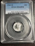 USA 1943-D Mercury Dime - PCGS MS65FB, Postzegels en Munten, Munten | Amerika, Ophalen of Verzenden, Noord-Amerika