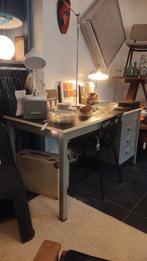 Vintage stalen bureau met 3 lades, Ophalen, Gebruikt, Geen idee, Geen idee