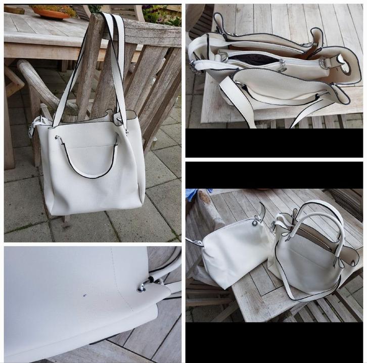 Witte schouder/hand tas. Wit. 2 in 1, Sieraden, Tassen en Uiterlijk, Tassen | Damestassen, Wit, Ophalen of Verzenden