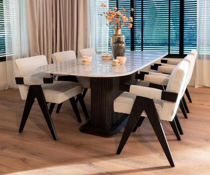 Eettafel Mayfield Marmer en Mangohout, 230 x 100cm, Huis en Inrichting, Tafels | Eettafels, Nieuw, 50 tot 100 cm, 200 cm of meer