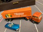 Vintage Betuwe oranje vrachtauto vracht Truck & blauwe Auto, Antiek en Kunst, Ophalen of Verzenden