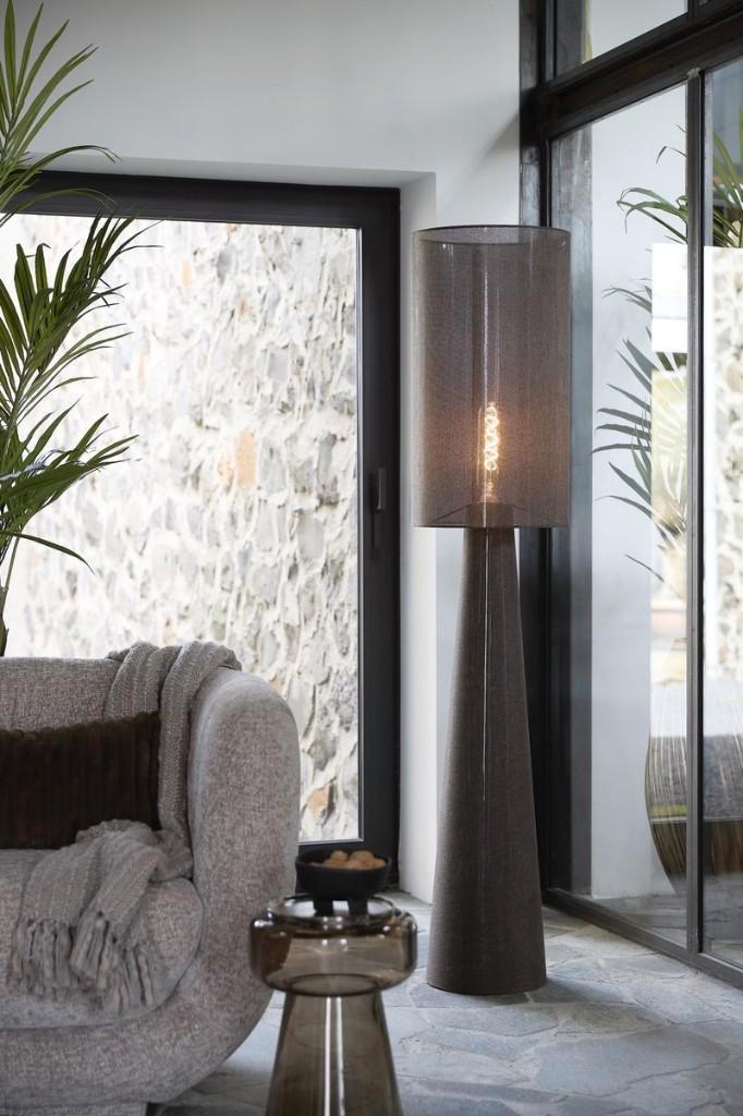 Light & Living vloerlamp Micky linnenlook bruin 38x180Nieuw!, Huis en Inrichting, Lampen | Vloerlampen, Nieuw, 150 tot 200 cm
