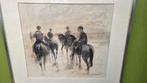 Jan groenestein gemengde techniek houtskool en aquarel, Ophalen of Verzenden