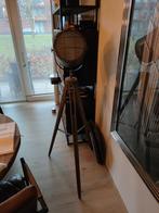 Industriële vloerlamp met houten statief, Huis en Inrichting, Lampen | Vloerlampen, Ophalen, Gebruikt, Hout, 150 tot 200 cm