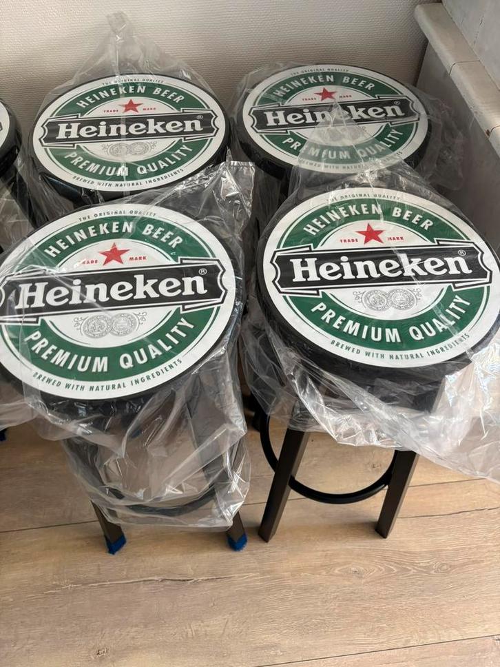 Heineken barkrukken NIEUW!, Huis en Inrichting, Barkrukken, Zo goed als nieuw, 60 tot 90 cm, Metaal, 5 krukken of meer, Ophalen of Verzenden