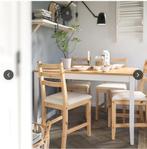 Massief grenen tafel Ikea Lerhamn 120x75 met witte poten, Huis en Inrichting, Ophalen, Gebruikt, 100 tot 150 cm, 50 tot 100 cm