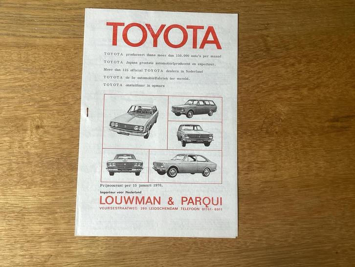 Toyota Prijslijst 1970- Louwman & Parqui, Boeken, Auto's | Folders en Tijdschriften, Gelezen, Toyota, Ophalen of Verzenden