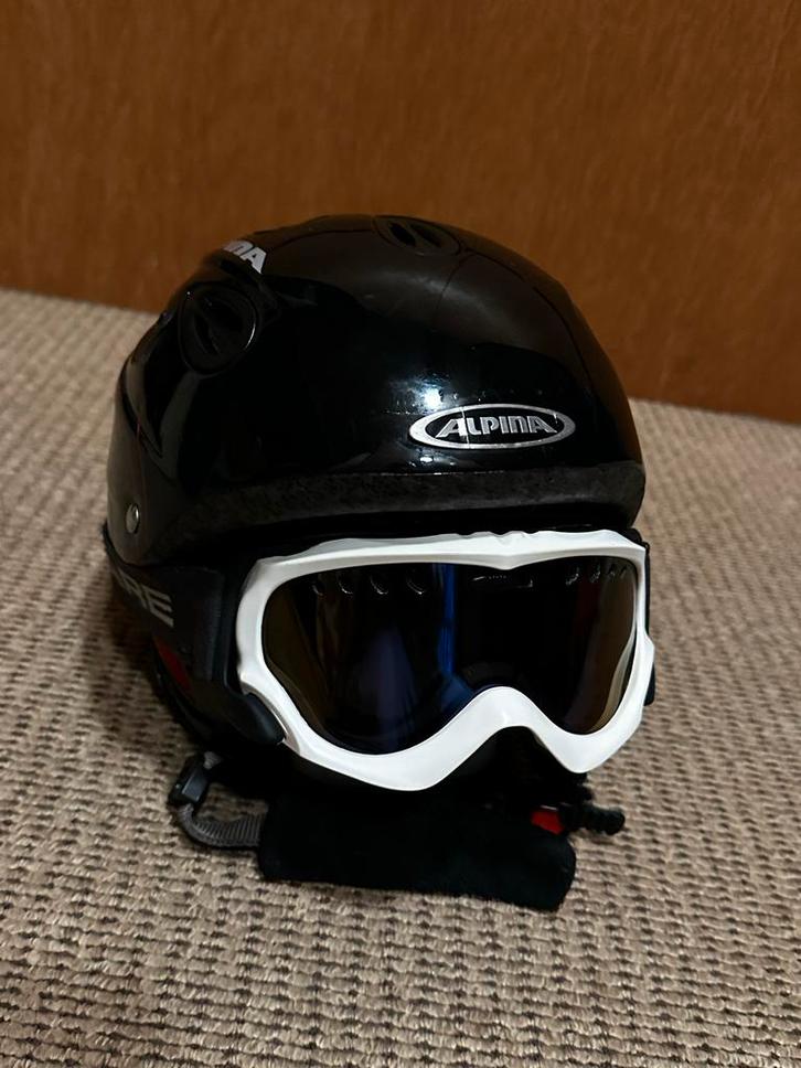 Skihelm junior Alpina 51-54  met b square ski bril - Wit, Sport en Fitness, Skiën en Langlaufen, Gebruikt, Kleding, Skiën, Overige merken