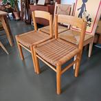 Set vintage Stoelen jaren 70 - Stevig, hout en riet, Twee, Bruin, Ophalen of Verzenden, Zo goed als nieuw