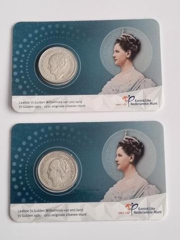 Coincard Laatste 1/2 Gulden Wilhelmina 1929a en 1930 beschikbaar voor biedingen