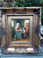 Schilderij "Moeder en Kind" Olieverf op Paneel diepe Lijst, Ophalen of Verzenden