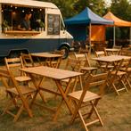 Partij retro vintage houten horeca klapstoelen STOKKUM.  645, Ophalen of Verzenden, Gebruikt, Bruin, Vijf, Zes of meer stoelen