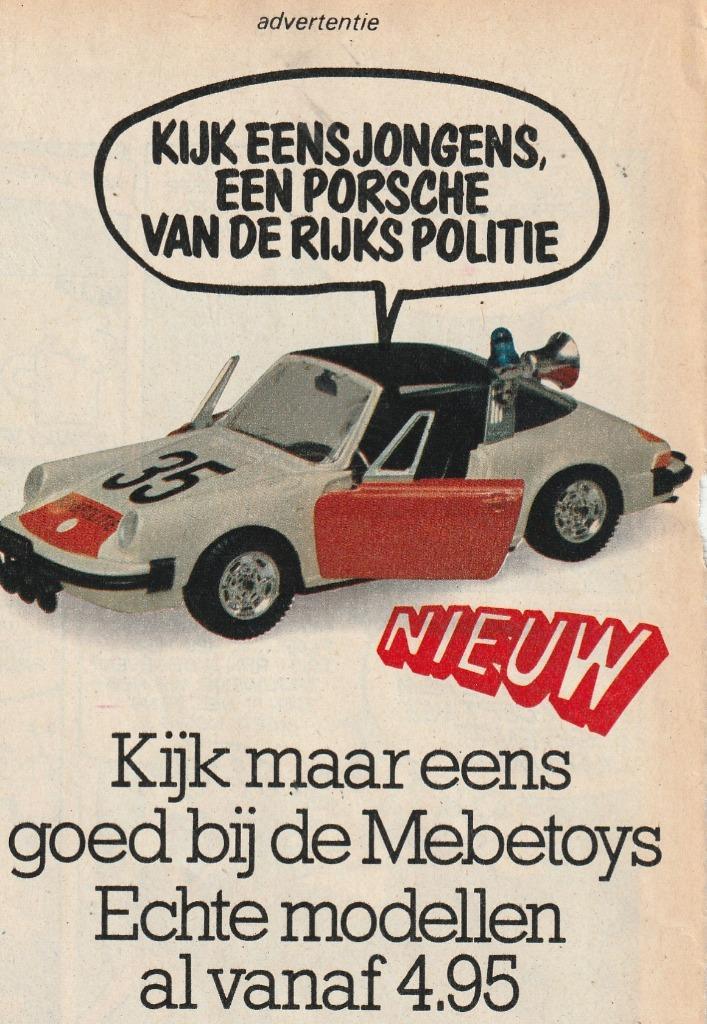 Retro reclame 1977 Mattel Mebetoys speelgoed Porsche auto, Verzamelen, Retro, Overige typen, Verzenden