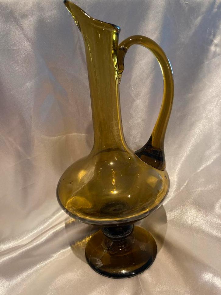Vintage Bischoff Karaf Amber Jaren 50, Antiek en Kunst, Antiek | Glas en Kristal, Ophalen of Verzenden