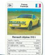 kwartetkaart maxi mini GT Renault -  Alpine 310i, Ophalen of Verzenden, Zo goed als nieuw, Auto's