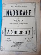 SIMONETTI Madrigale viool en piano, Ophalen of Verzenden, Artiest of Componist