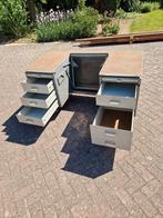 Vintage Werkbank / Bureau, Huis en Inrichting, Ophalen, Gebruikt, Metaal of Aluminium, 65 cm of meer