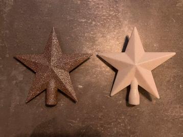 2 luxe kerststerren (piek) goud & wit met glitter beschikbaar voor biedingen