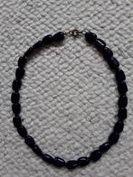 Vintage / retro - halsketting kort - blauw kralenketting -, Ophalen of Verzenden, Overige materialen, Ketting