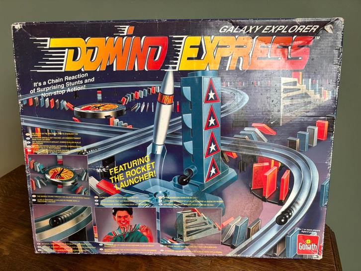 Uniek vingtage Domino Rally Galaxy Explorer-set, Hobby en Vrije tijd, Gezelschapsspellen | Bordspellen, Gebruikt, Ophalen of Verzenden