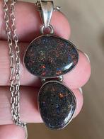 Unieke zilveren vintageketting met opaalhanger, Ophalen of Verzenden, Zo goed als nieuw, Zilver, Overige voorstellingen