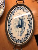 Vintage Dienblad in Delfts blauw SALE, Ophalen of Verzenden, Gebruikt, Ovaal, Metaal