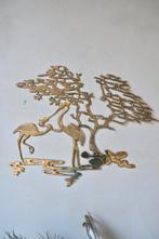 Messing XL wandschilderij/sculptuur kraanvogels, Onbekend, Ophalen of Verzenden, Zo goed als nieuw, Onbekend