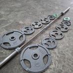 Olympische Gewichten set + Olympische barbell 220cm, Sport en Fitness, Fitnessmaterialen, Ophalen, Zo goed als nieuw, Halterset