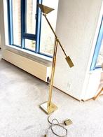 Hoge messing uplighter met voetdimmer in fraai design!, Huis en Inrichting, Lampen | Vloerlampen, Ophalen, Gebruikt, Overige materialen