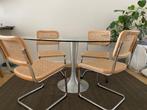 Vintage Tulip glas Eettafel, Ophalen, Gebruikt, 50 tot 100 cm, 100 tot 150 cm