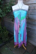 Jurk aqua/ rose Sunflair mt 46 a-sym Vaste prijs, Blauw, Maat 46/48 (XL) of groter, Ophalen of Verzenden, Zo goed als nieuw