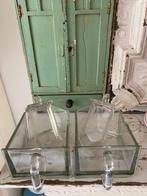 4 oude vintage glazen kruidenbakken gruttersbakje Piet Zwart, Ophalen of Verzenden