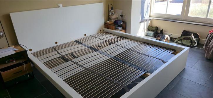 IKEA Malm Bed Wit, Huis en Inrichting, Slaapkamer | Bedden, Zo goed als nieuw, Tweepersoons, 160 cm, 200 cm, Hout, Wit, Ophalen