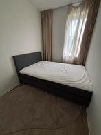 Grijze boxspring eenpersoonsbed, Huis en Inrichting, Slaapkamer | Bedden, Ophalen, 90 cm, Eenpersoons, Zo goed als nieuw