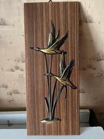 vintage houten fineer wandplaat watervogels., Ophalen of Verzenden, Huis en Inrichting
