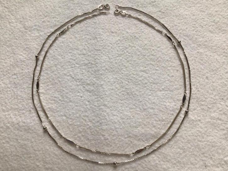 Set 2 stuks sier hals kettinkjes…zilver 925…42 + 38 cm…zgan…, Sieraden, Tassen en Uiterlijk, Kettingen, Zo goed als nieuw, Zilver