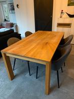 Beuken eettafel met uittrekblad en 4 antraciet stoelen, Huis en Inrichting, Tafels | Eettafels, Ophalen, Overige materialen, 200 cm of meer