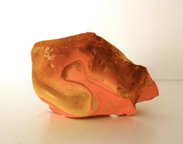 Glazen object stuk glas oranje geel en bruin opaline 2846-g beschikbaar voor biedingen