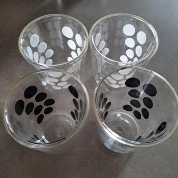  4 dubbelwandige theeglazen, Zak! design, zwart/wit, stippen beschikbaar voor biedingen