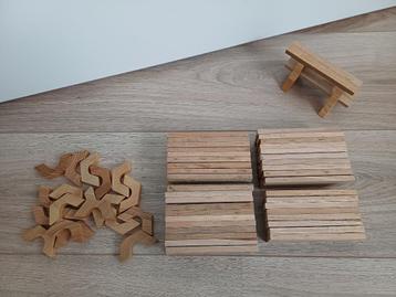 Houten plankjes/ constrcutiemateriaal/ bouwen, 76 stuks beschikbaar voor biedingen