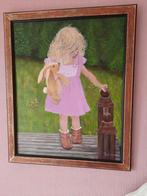 Schilderij, kind met knuffel., Ophalen, Minder dan 50 cm, Schilderij, Minder dan 50 cm