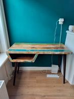 Houten bureau met ijzeren poten  VidaXL, Ophalen, Zo goed als nieuw