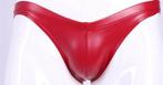 Rode leer look heren slip / leren tanga wetlook lingerie, Verzenden, Rood, Slip