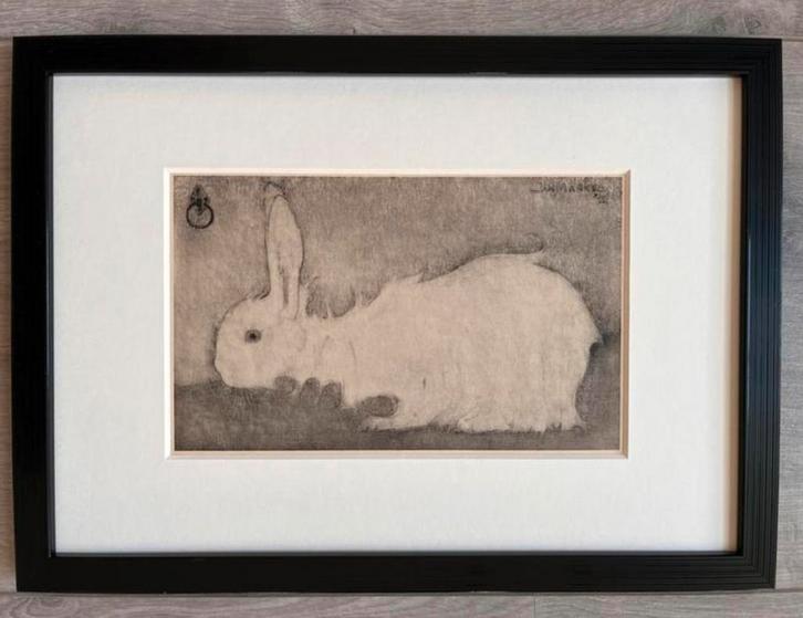 Jan Mankes 1889-1920 / Heliogravure Wit Konijntje 1923, Antiek en Kunst, Kunst | Etsen en Gravures, Ophalen of Verzenden