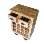 Vintage Wijnkar Wijntrolley Retro Mangohout Drankenkar NIEUW, Huis en Inrichting, Woonaccessoires | Wijnrekken, Info@dehanzeherten.nl
