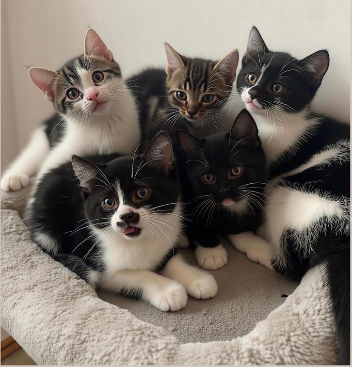 Kittens kruising oosterse korthaar, Dieren en Toebehoren, Katten en Kittens | Overige Katten, Kortharig, Meerdere dieren, 0 tot 2 jaar