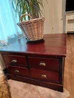 Salontafel met 8 lades of bijzettafel mooi teakhout, Ophalen, Gebruikt, 50 tot 100 cm, Vierkant