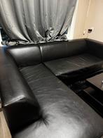Zwarte leren bank, Huis en Inrichting, Ophalen of Verzenden, Gebruikt