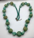 Vintage ketting Turquoise Tagua zaden hout natuurlijk Ivoor, Sieraden, Tassen en Uiterlijk, Antieke sieraden, Verzenden, Overige materialen